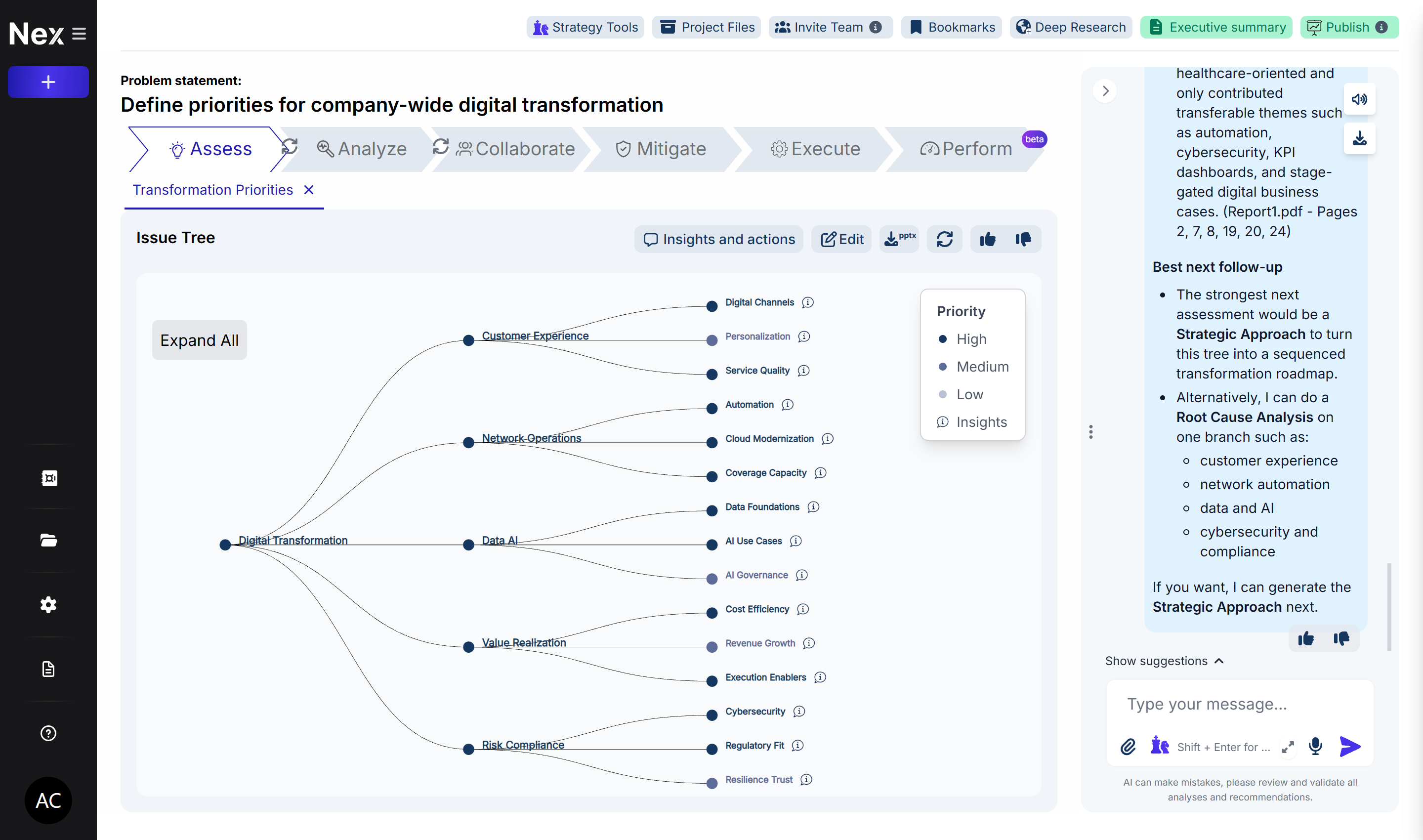 NexStrat AI Management Consultant product interface
